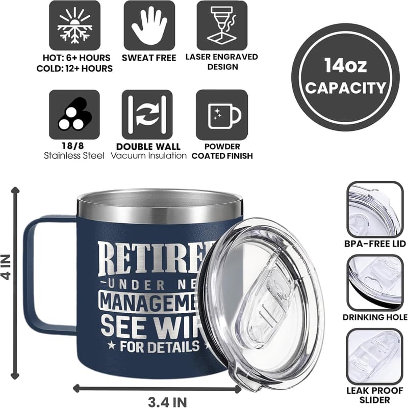 2025 Retirement Gift - Funny Mug for Men, 14 Oz Navy