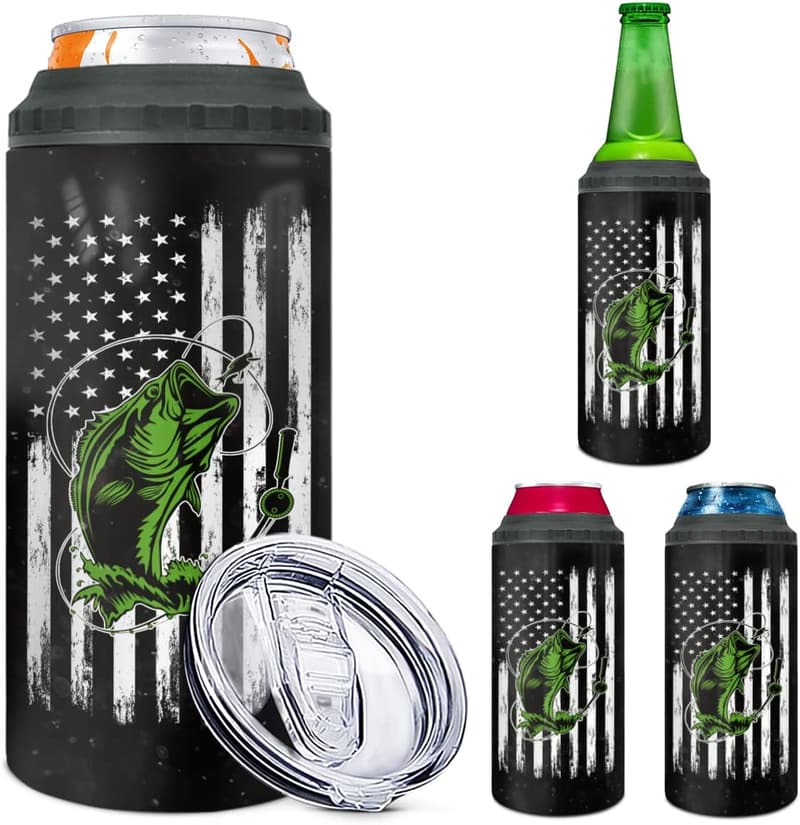 Father's Day Stainless Steel Can Cooler Tumbler - American Flag