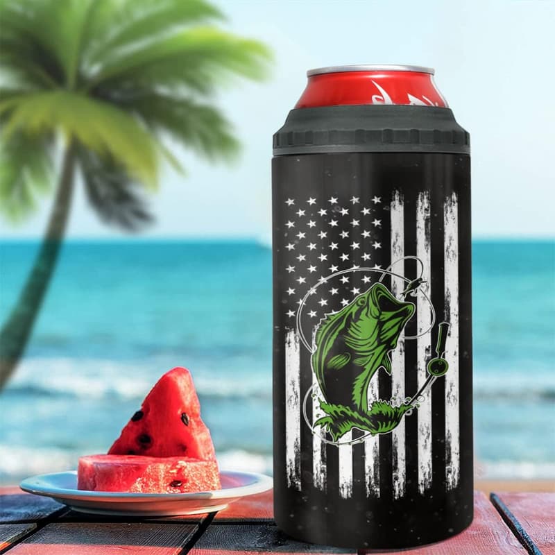 Father's Day Stainless Steel Can Cooler Tumbler - American Flag