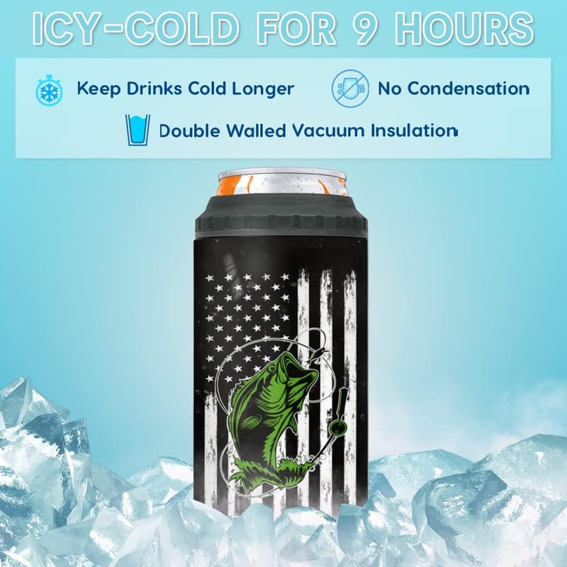 Father's Day Stainless Steel Can Cooler Tumbler - American Flag