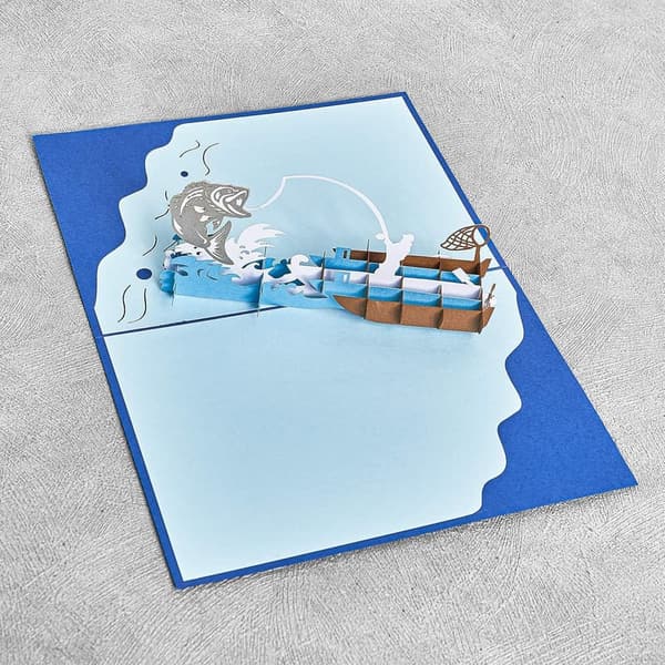 Fisherman Birthday Pop-Up Card with Envelope