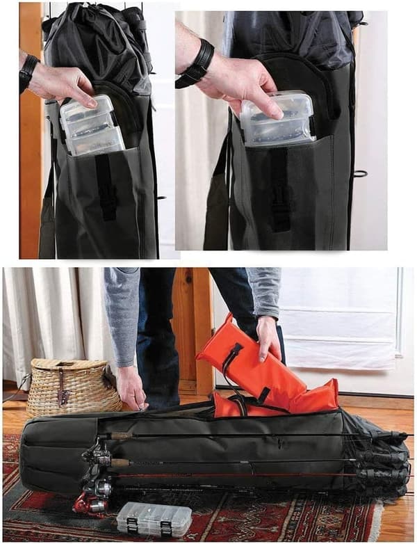 Fishing Rod & Reel Organizer Case Bag - Holds 5 Poles & Tackle