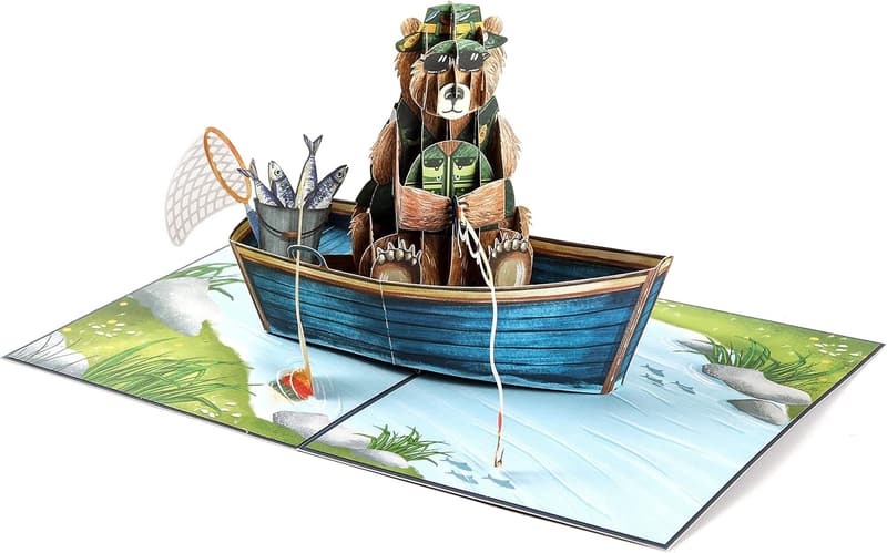 Fishing Pop-Up Card for Father's Day, Retirement, Birthday - With Note & Envelope