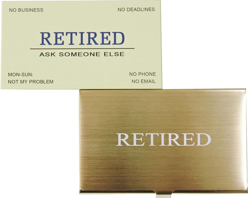 Funny Retirement Business Cards with Gold Stainless Steel Case (50-Pack)