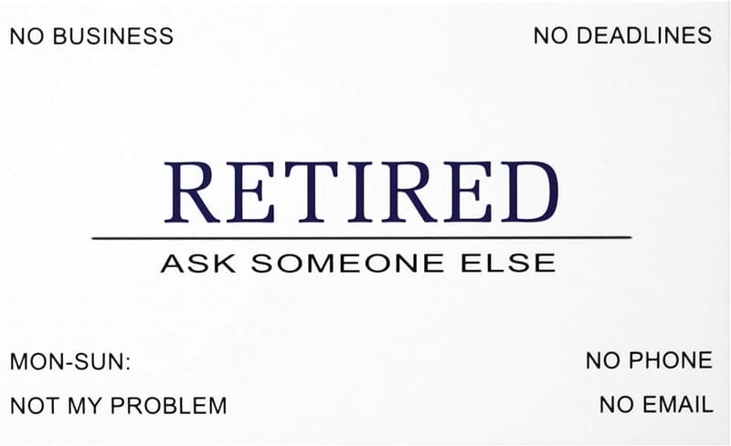 Funny Retirement Business Cards with Gold Stainless Steel Case (Pack of 50)