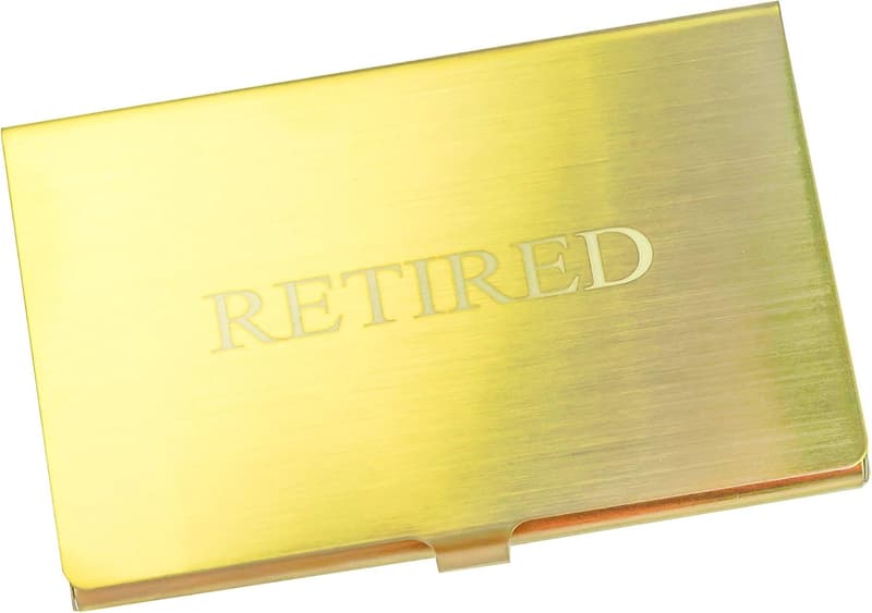 Funny Retirement Business Cards with Gold Stainless Steel Case (Pack of 50)