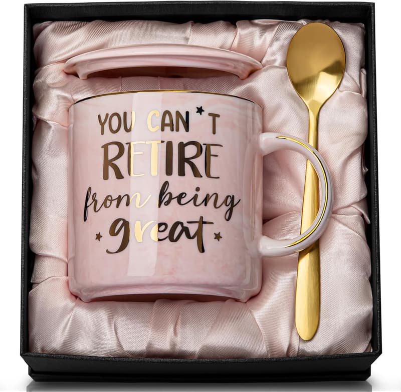 Inspirational Retirement Mug for Women - 14oz Pink Marble