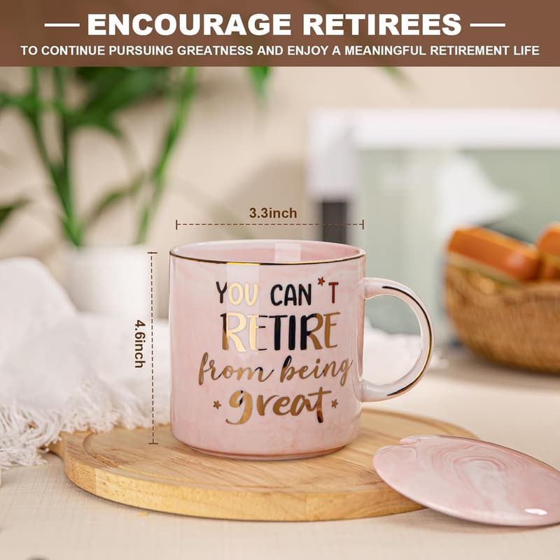 Inspirational Retirement Mug for Women - 14oz Pink Marble