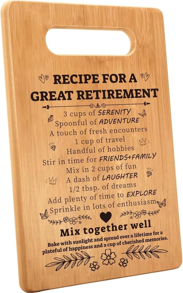 Retirement Gift for Women, Bamboo Cutting Board