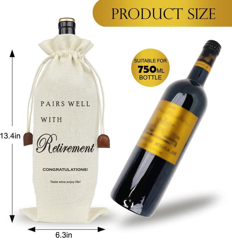Retirement Wine Gift Bag - Trendy Farewell Present for Colleagues