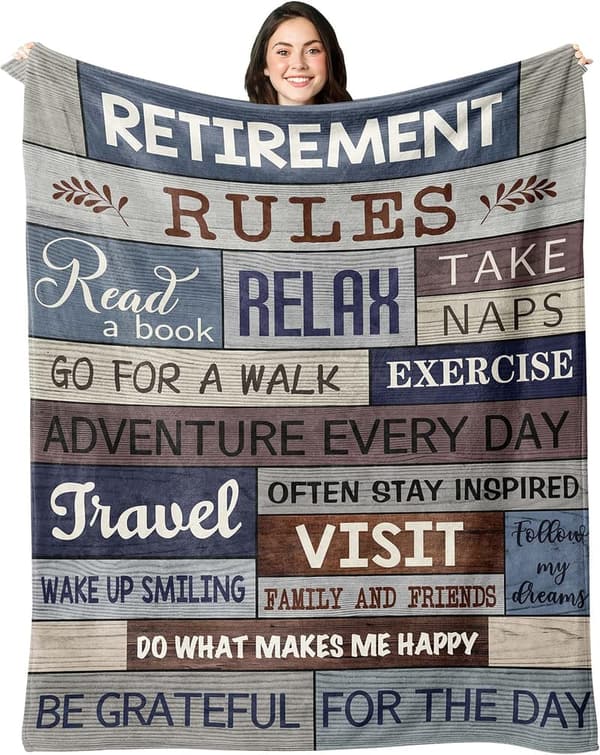Retirement Blanket Gift for Men and Women, 50