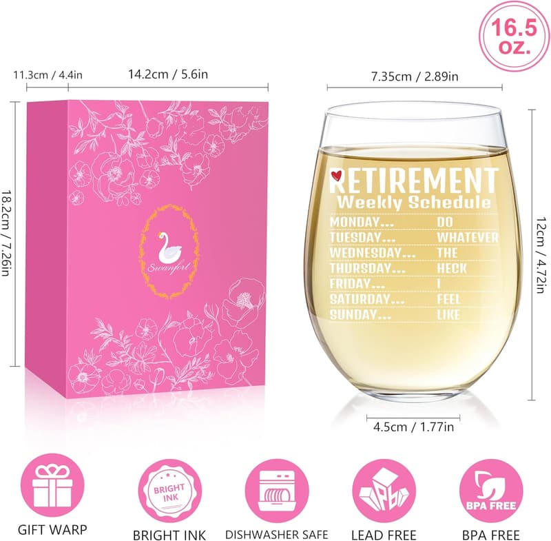 Funny Wine Glass for Women - Retirement Gift