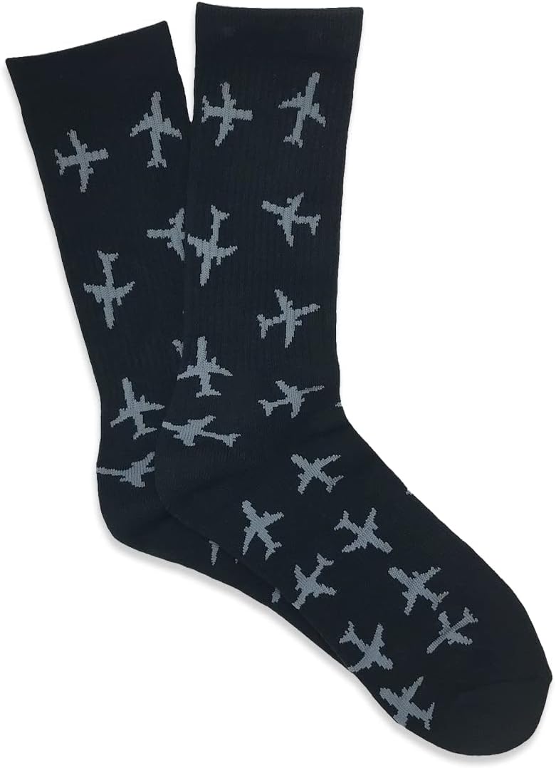 Aviation-Themed Twin Jets Premium Crew Socks