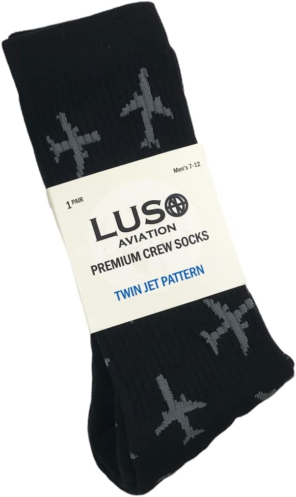 Aviation-Themed Twin Jets Premium Crew Socks