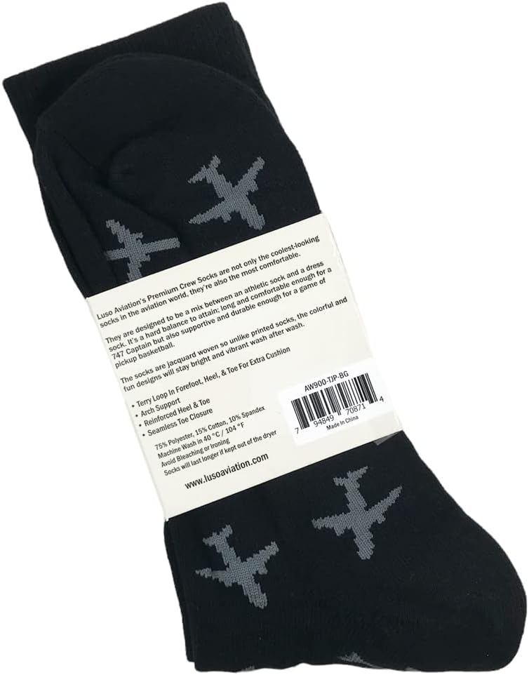 Aviation-Themed Twin Jets Premium Crew Socks