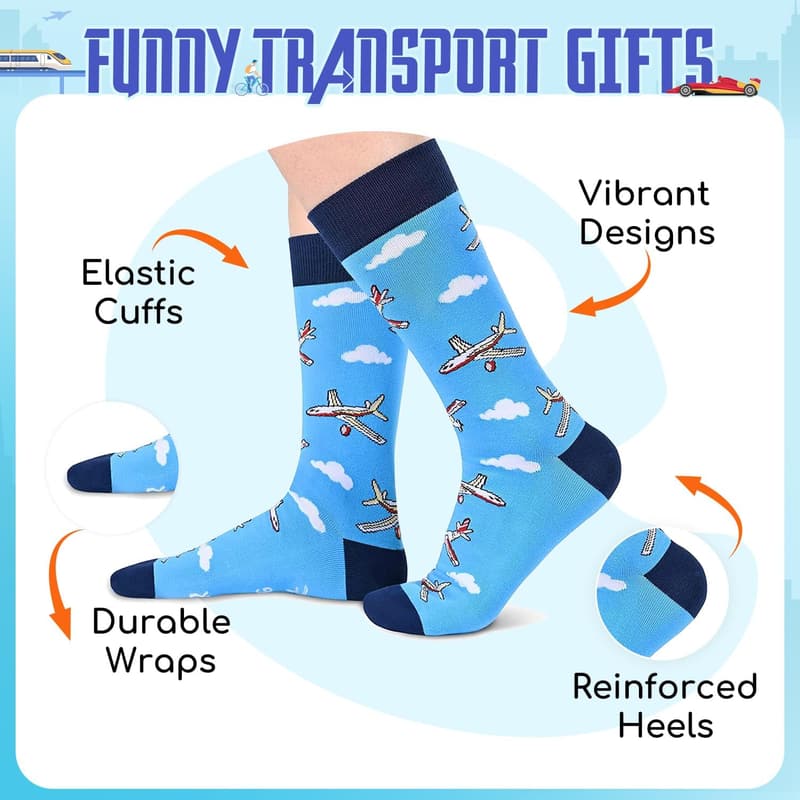 Transportation-Themed Socks for Men and Women - 3 Designs