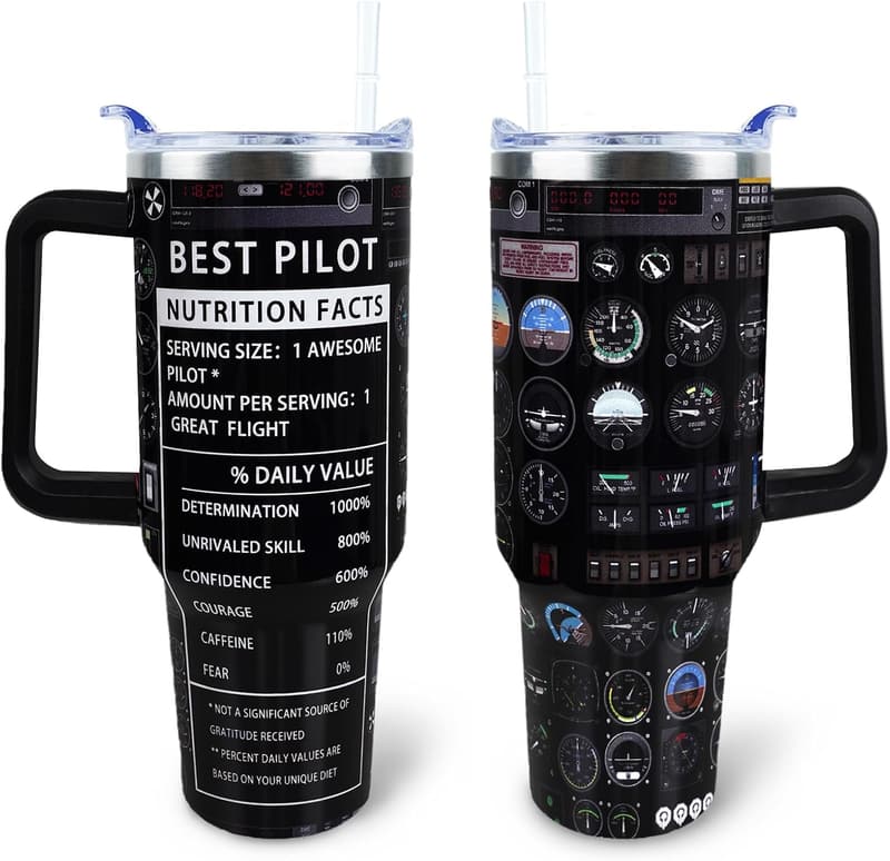 Pilot 40 oz Insulated Tumbler with Handle & Straw Lid – Perfect Father's Day Gift