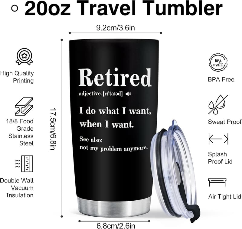 Happy Retirement 20 Oz Stainless Steel Tumbler for Him/Her