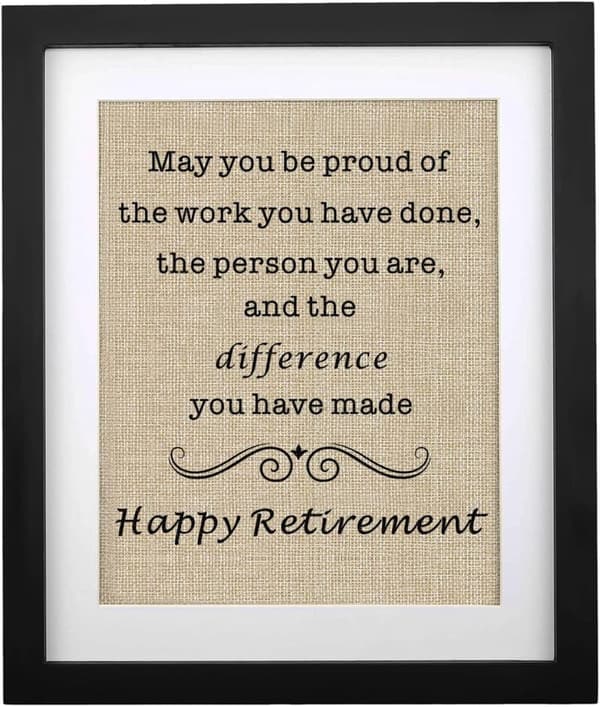 Retirement Gift Framed Burlap Print for Him/Her