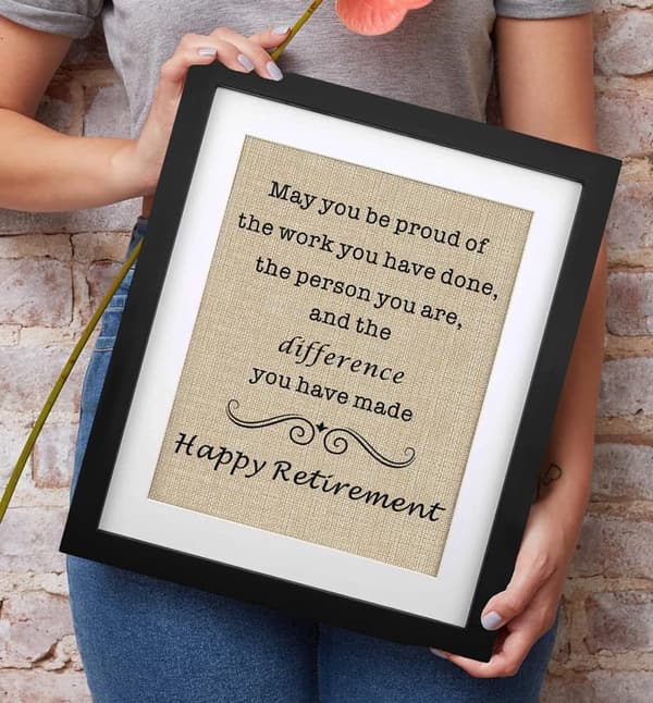 Retirement Gift Framed Burlap Print for Him/Her