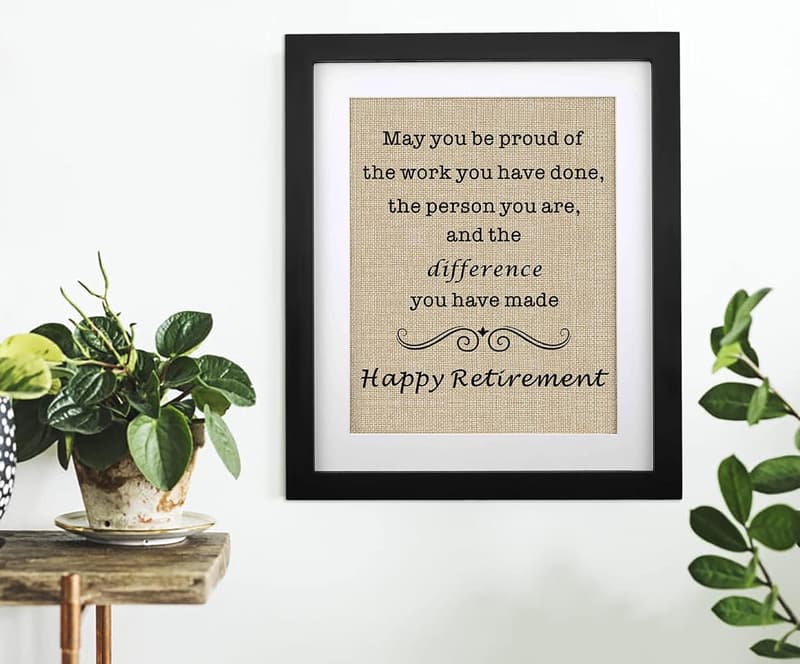 Retirement Gift Framed Burlap Print for Him/Her