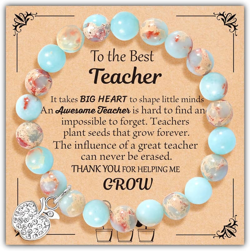 Teacher Appreciation Natural Stone Bracelet Gift for Women