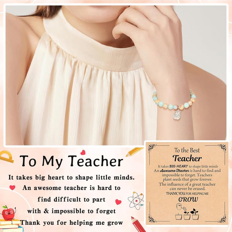 Teacher Appreciation Natural Stone Bracelet Gift for Women
