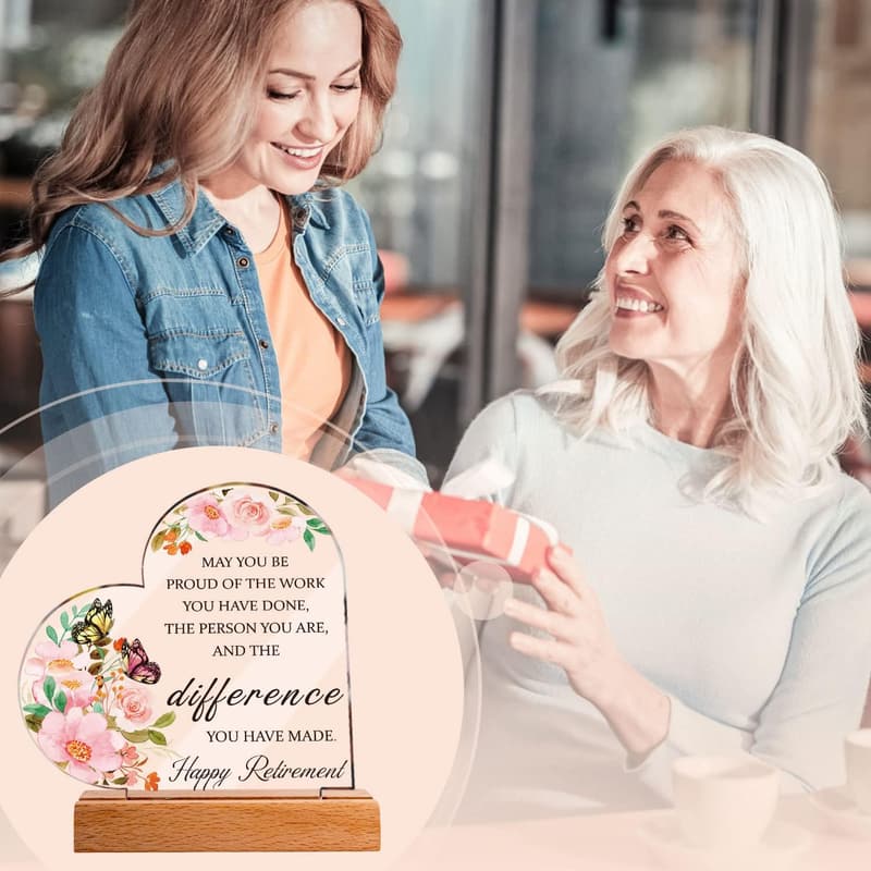 2025 Retirement Gift: Inspirational Acrylic Heart Plaque for Women