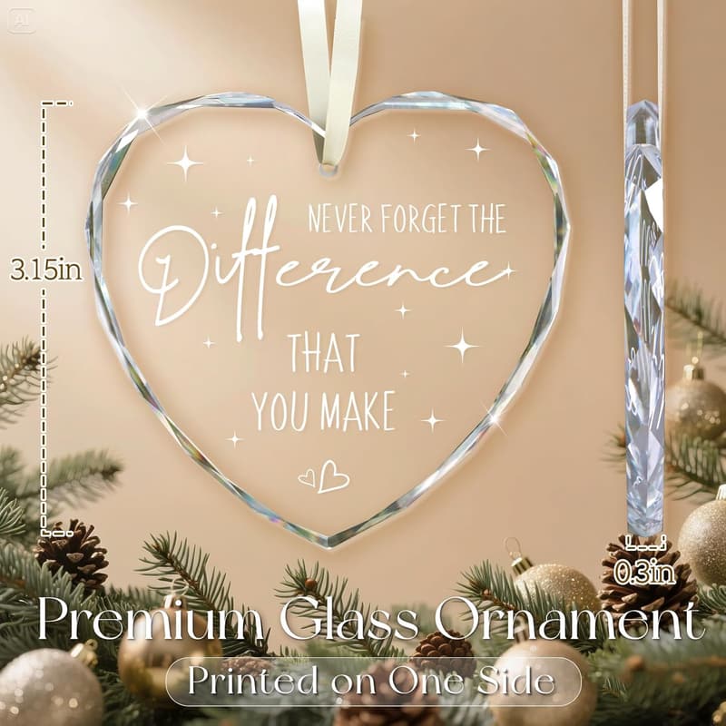 Thank You Glass Ornament Keepsake for Women - Retirement Gift
