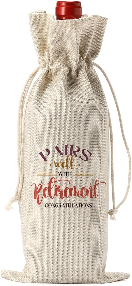 Happy Retirement Funny Wine Bag - Gift for Friends & Coworkers