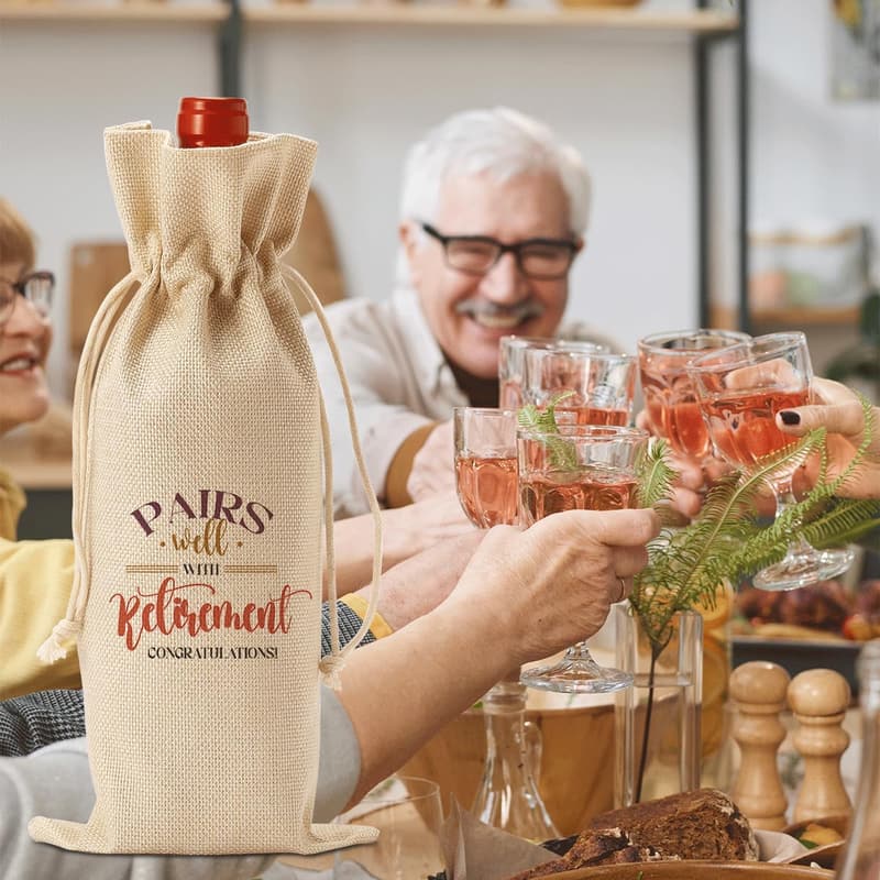 Happy Retirement Funny Wine Bag - Gift for Friends & Coworkers
