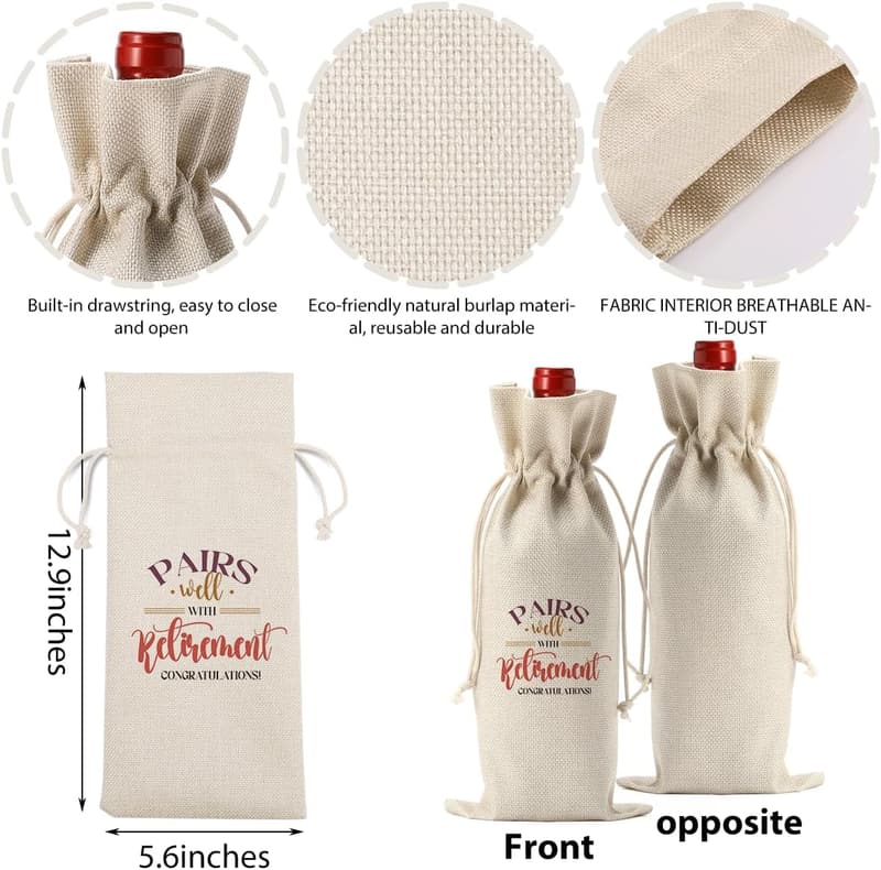 Happy Retirement Funny Wine Bag - Gift for Friends & Coworkers