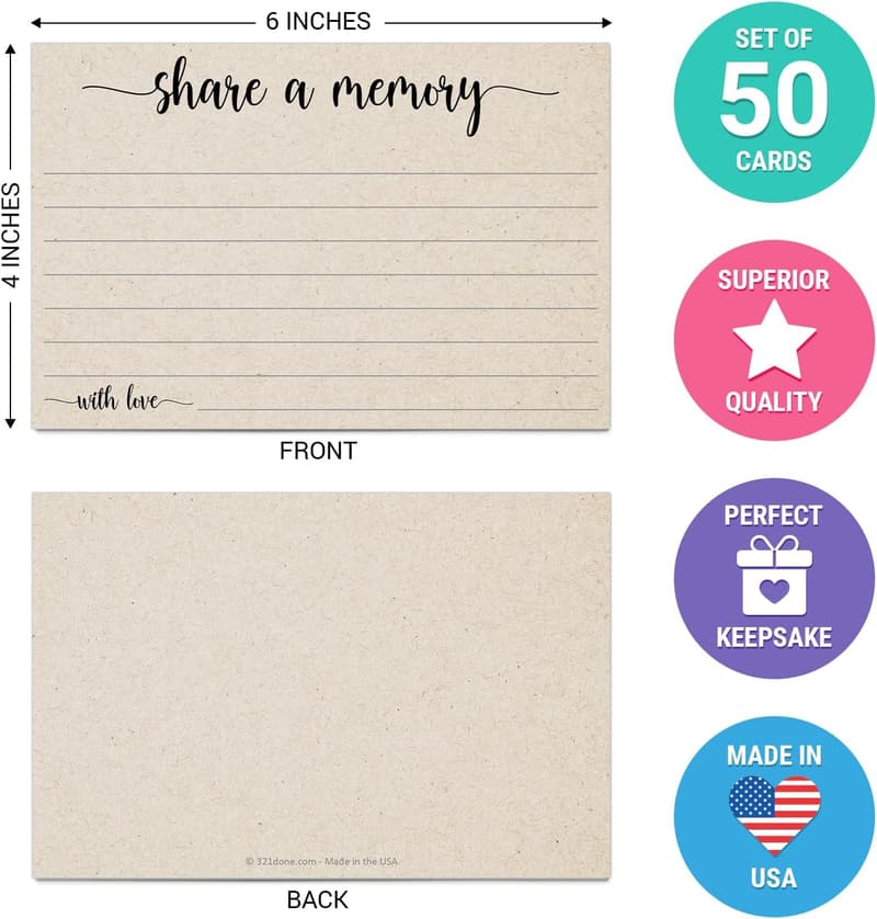 Celebration Memory Cards - 4x6 Kraft, Set of 50