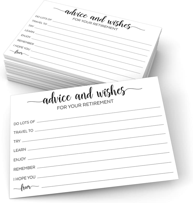Retirement Party Advice Cards - Set of 50, Fun Activity, Made in USA