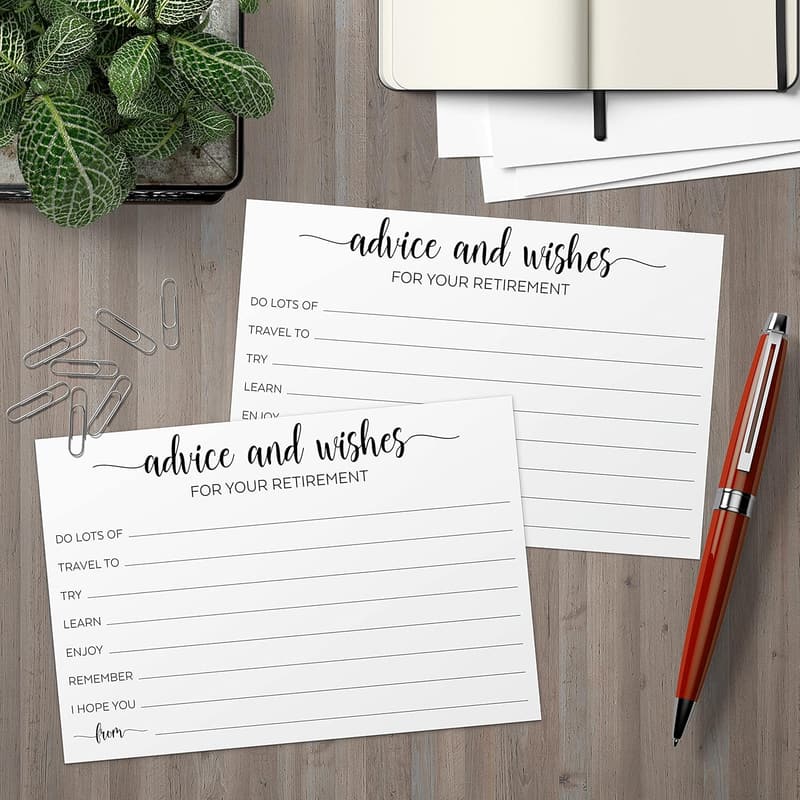 Retirement Party Advice Cards - Set of 50, Fun Activity, Made in USA