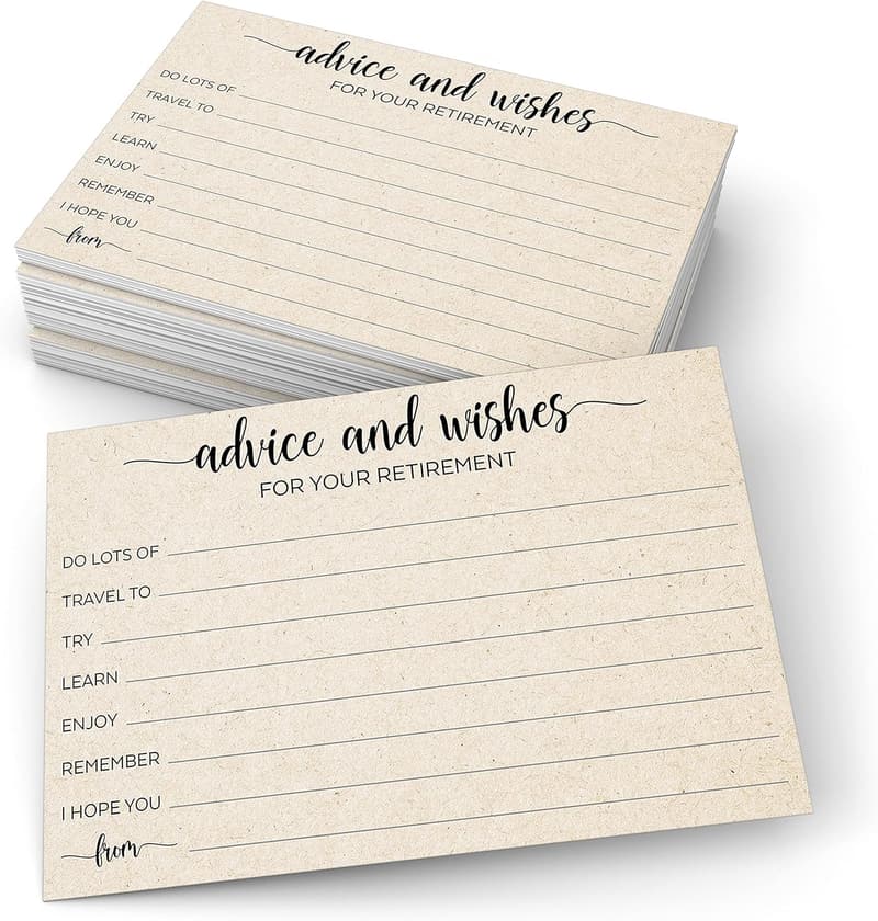 Retirement Party Advice Cards - Tan - Pack of 50
