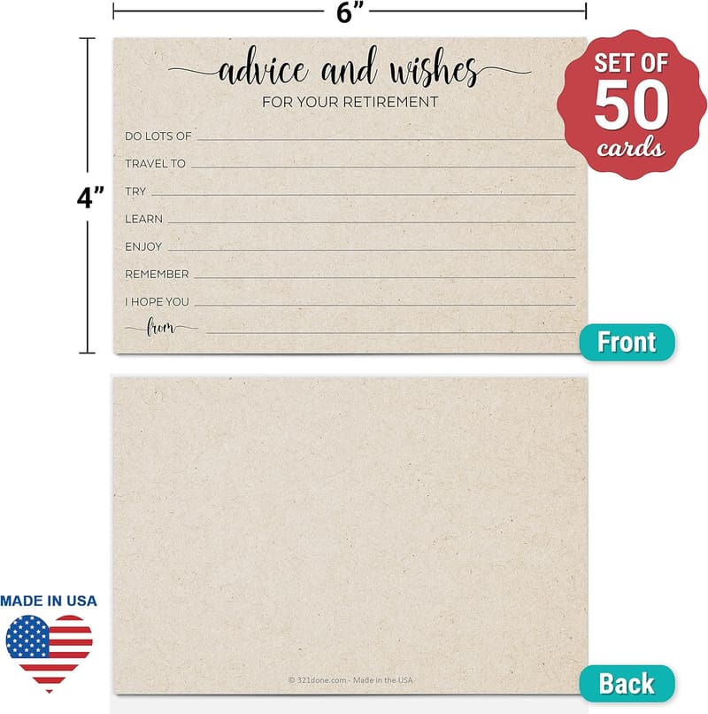Retirement Party Advice Cards - Tan - Pack of 50