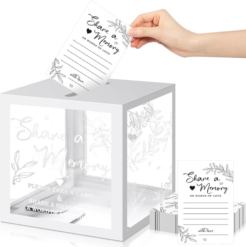 Celebration of Life Memory Cards Box with 50 Greenery Cards
