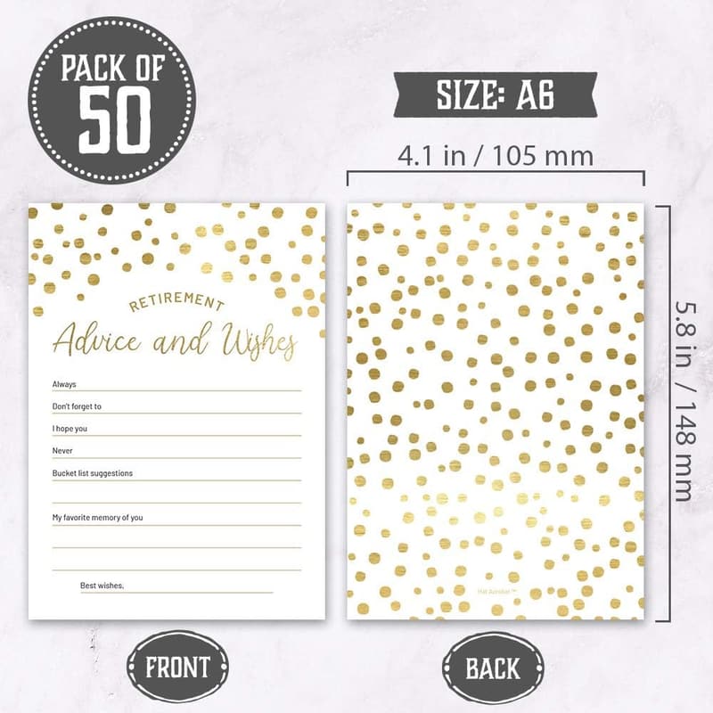 Retirement Advice and Wishes Cards - Pack of 50 for Parties