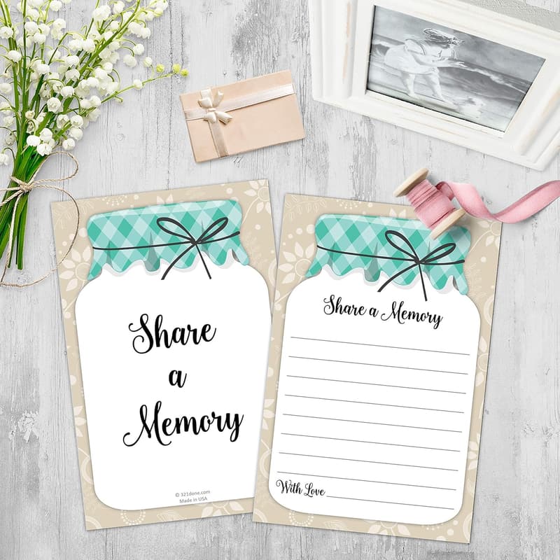 Memory Cards in Mason Jar (50) for Celebrations - Made in USA
