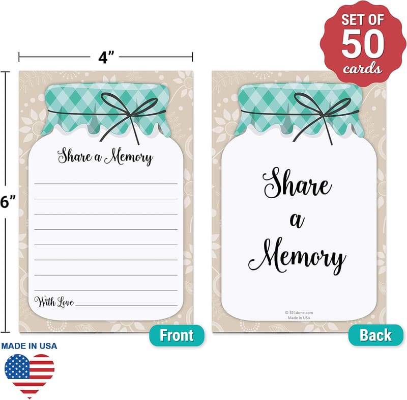 Memory Cards in Mason Jar (50) for Celebrations - Made in USA