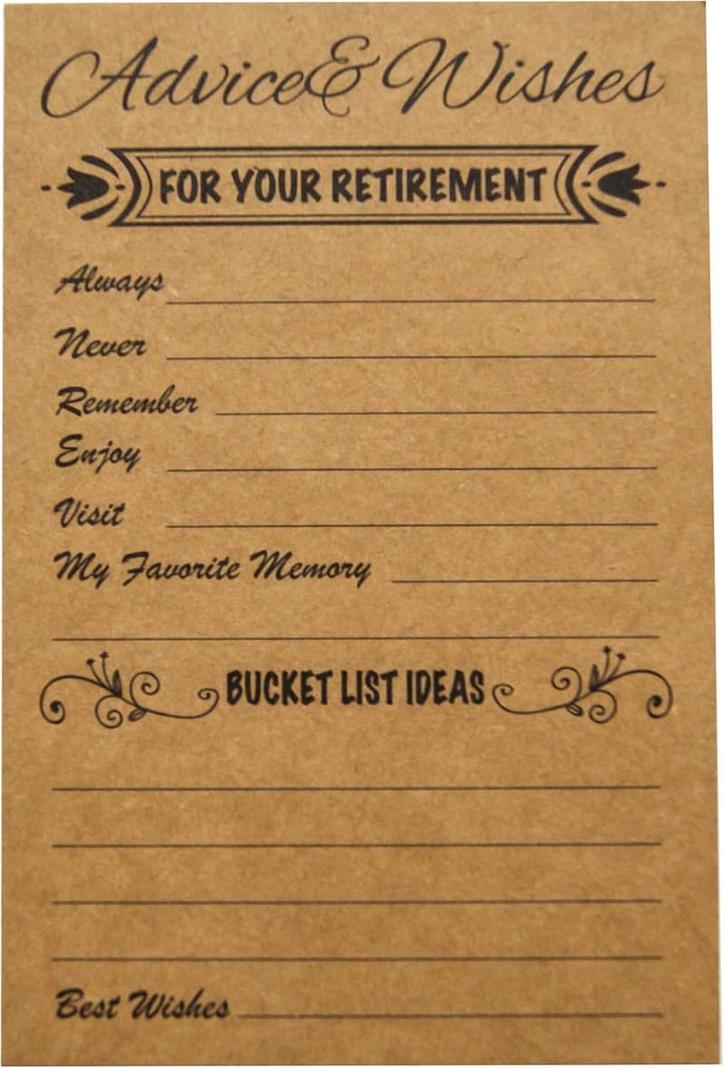 Retirement Advice Cards - Rustic Kraft (Pack of 50)
