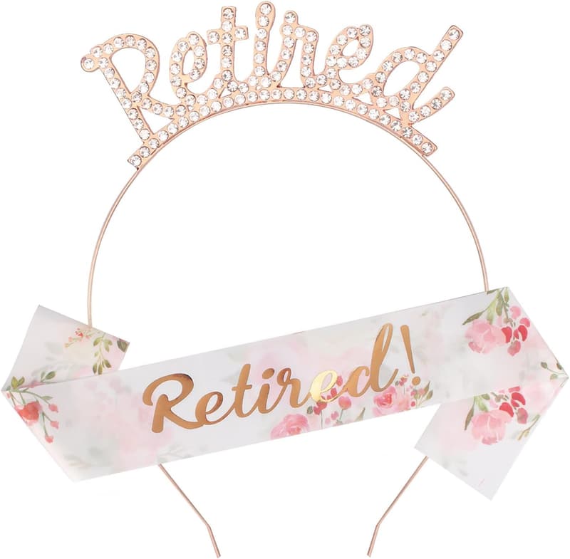 Retirement Party Headband & Sash Set - Rose Gold