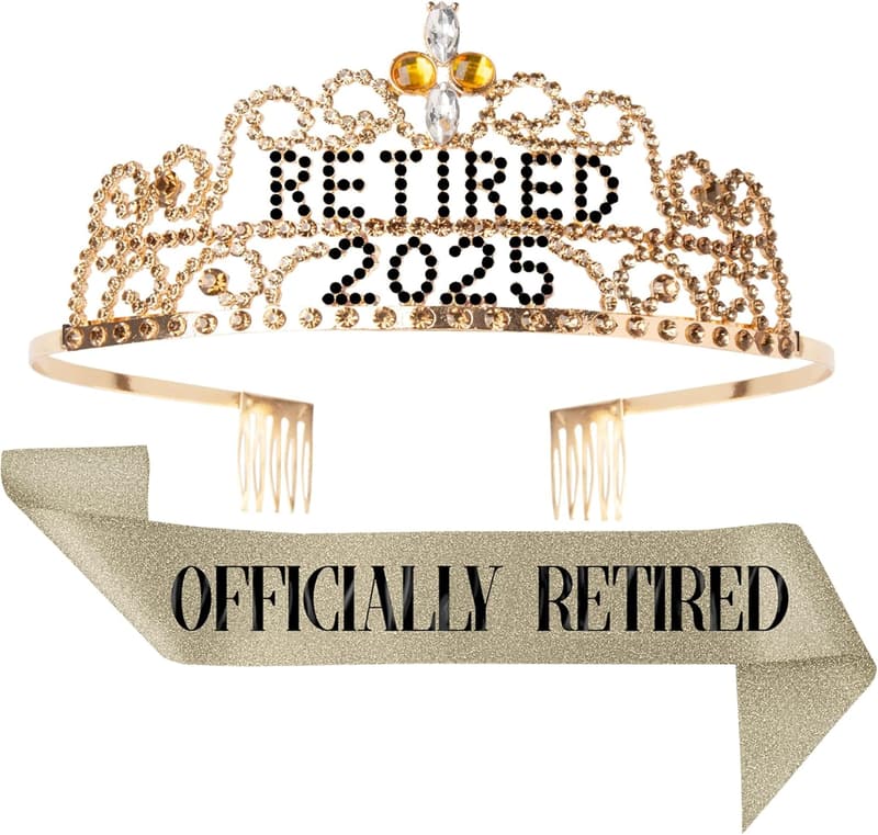 2025 Retirement Tiara & Sash Set for Celebrations