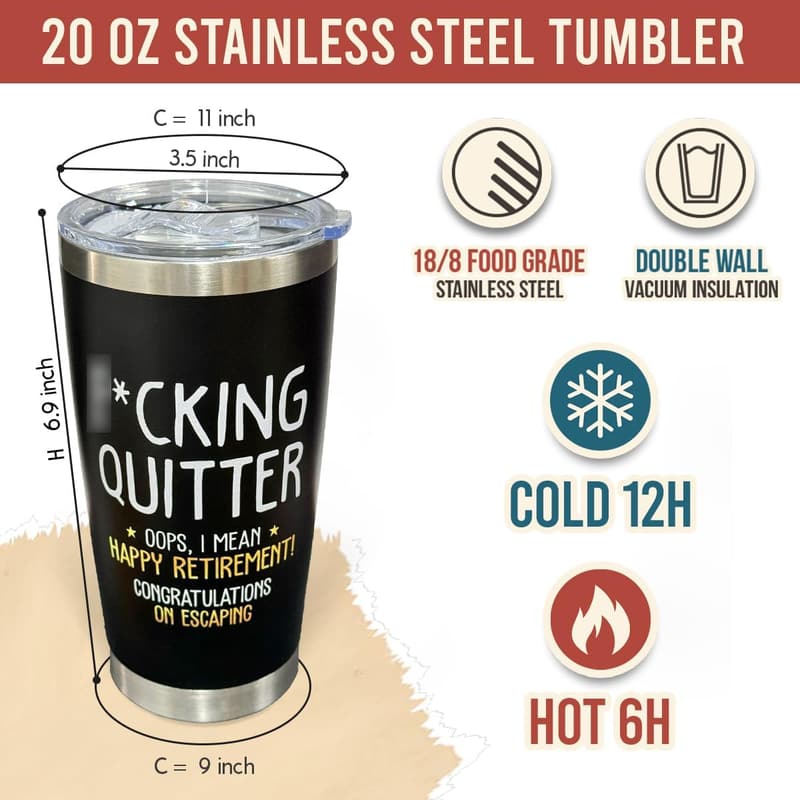 2025 Retirement Gag Gift - 20 oz Stainless Steel Tumbler