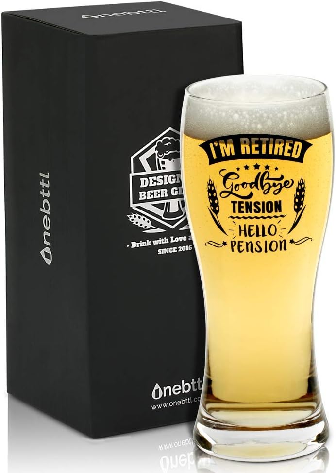Funny Retirement Beer Glass - 15oz Gift for Men