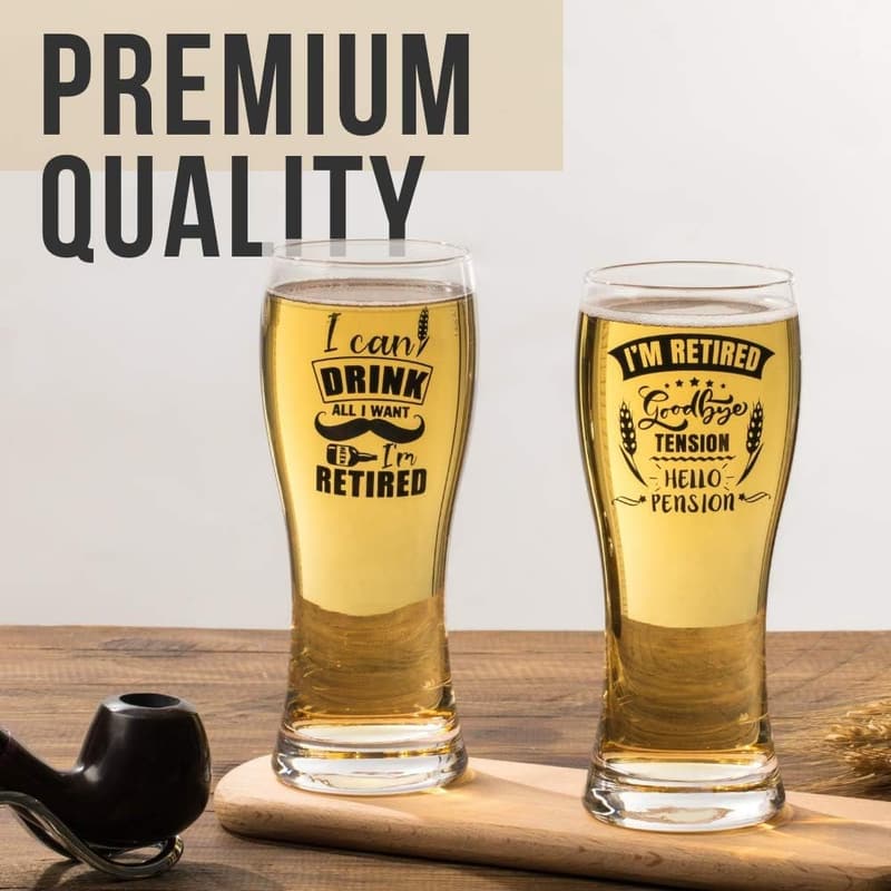 Funny Retirement Beer Glass - 15oz Gift for Men