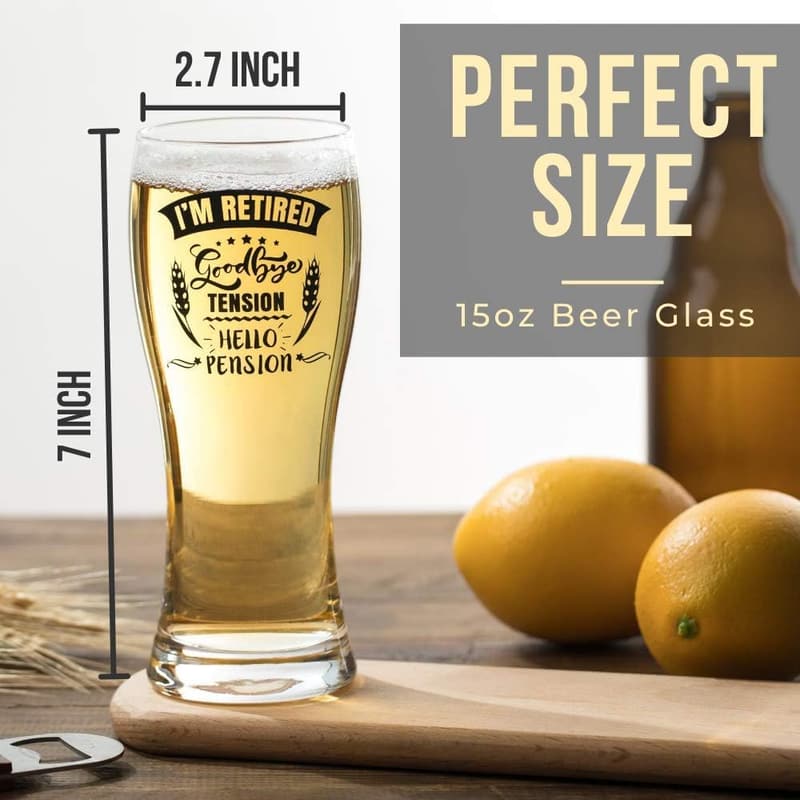 Funny Retirement Beer Glass - 15oz Gift for Men