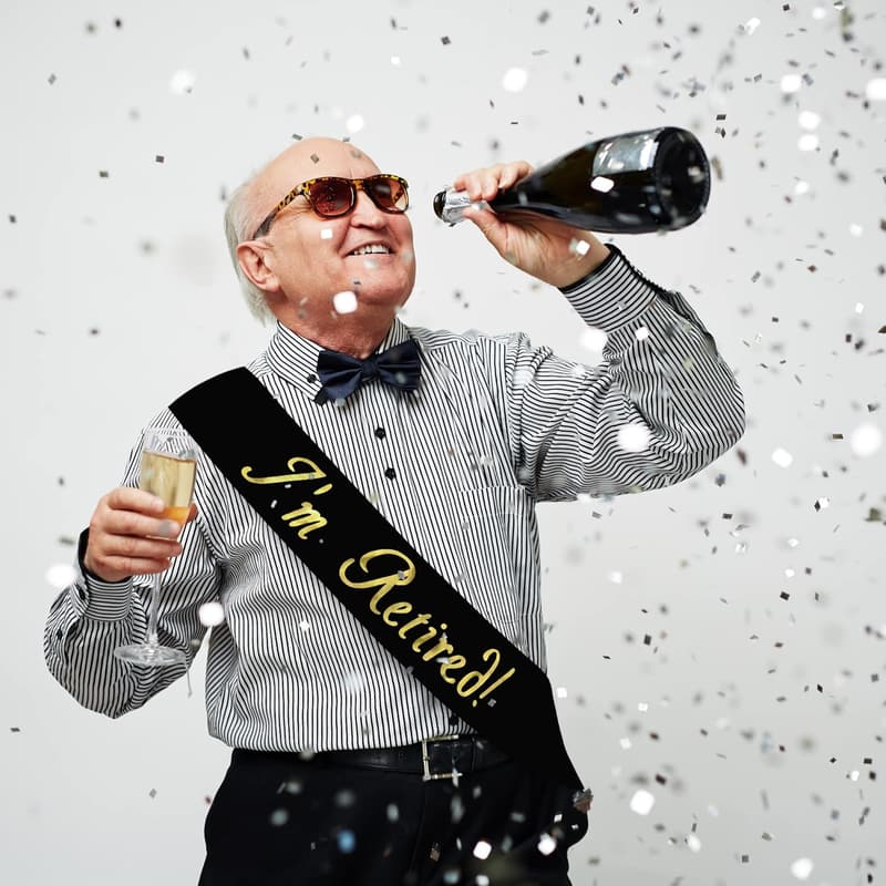 Retirement Party Black & Gold Foil Sash for Adults