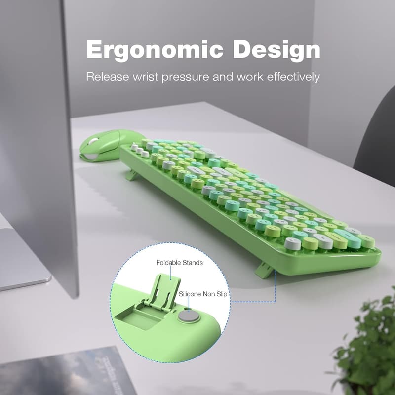 Retro Full-Size Wireless Keyboard & Mouse Combo - Green